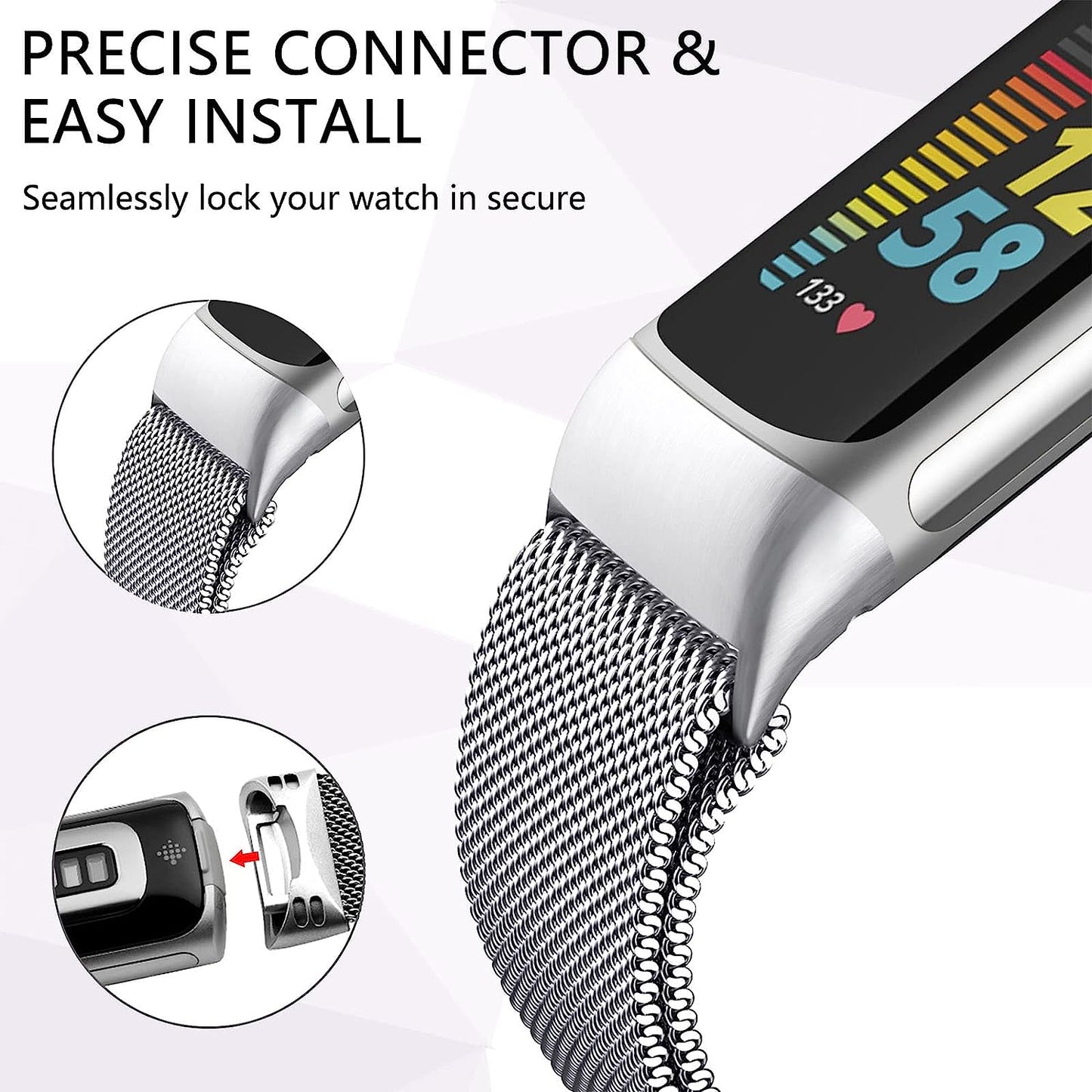 ZWGKKYGYH Compatible with Fitbit Charge 5 Bands for Women Men, Stainless Steel Mesh Magnetic Metal Band Charge 5 Watch Strap  ZWGKKYGYH   