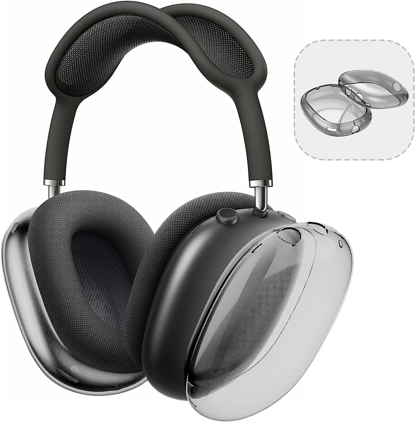 Aiaabq for Airpods Max Case Cover, Clear Soft TPU Skin Anti-Scratch, Transparent Accessories Ultra Protective Cover for Apple Airpods Max Headphones Case  Aiaabq Clear - Black  