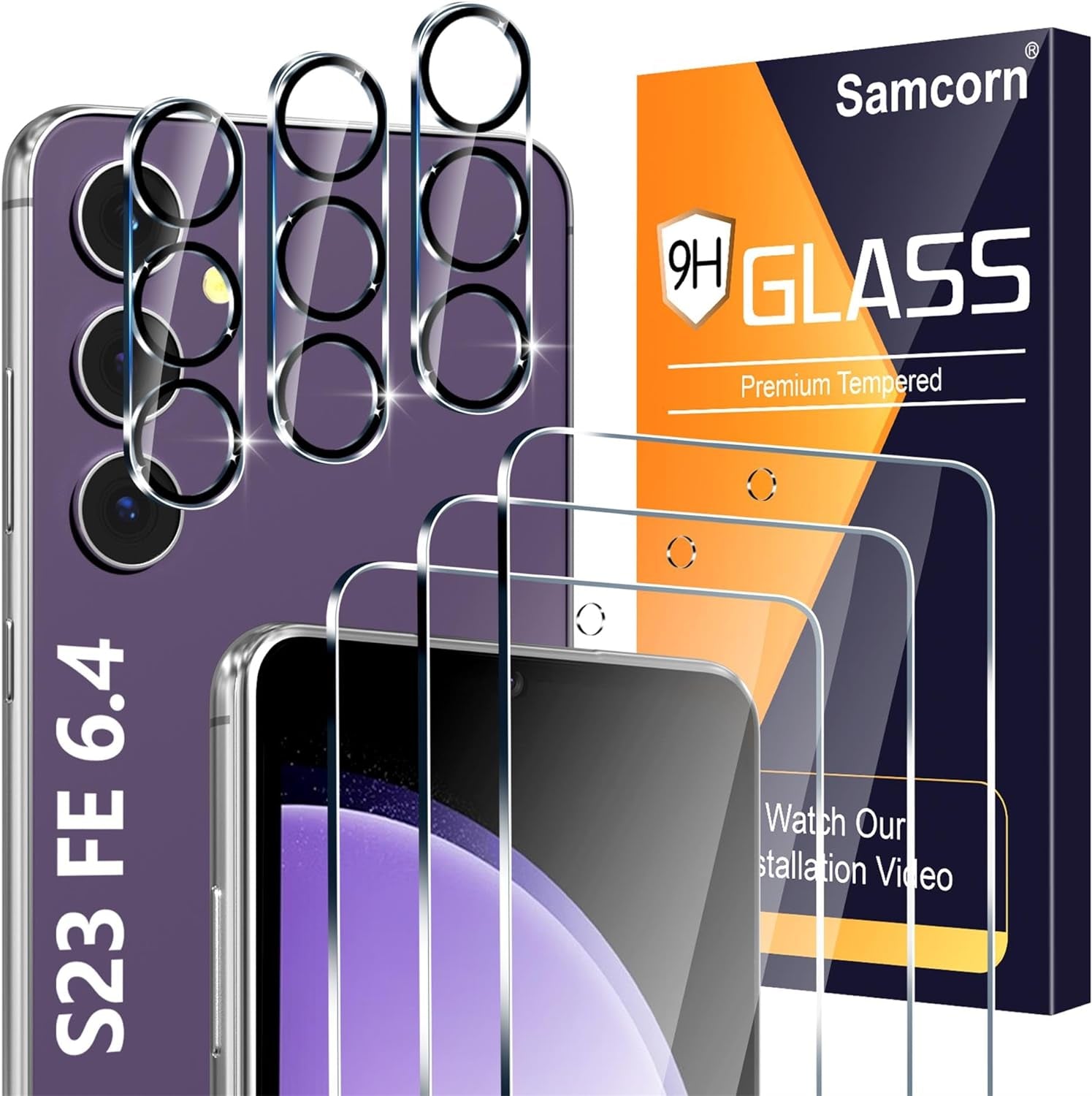 Letosan 3 Pack Galaxy S22 Ultra Screen Protector, HD Clear Tempered Glass, Fingerprint Unlock, 3D Curved, Scratch Resistant, Bubble-Free for Samsung Galaxy S22 Ultra 5G Glass Screen Protector  letosan S23 Fe-6.4Inch.  