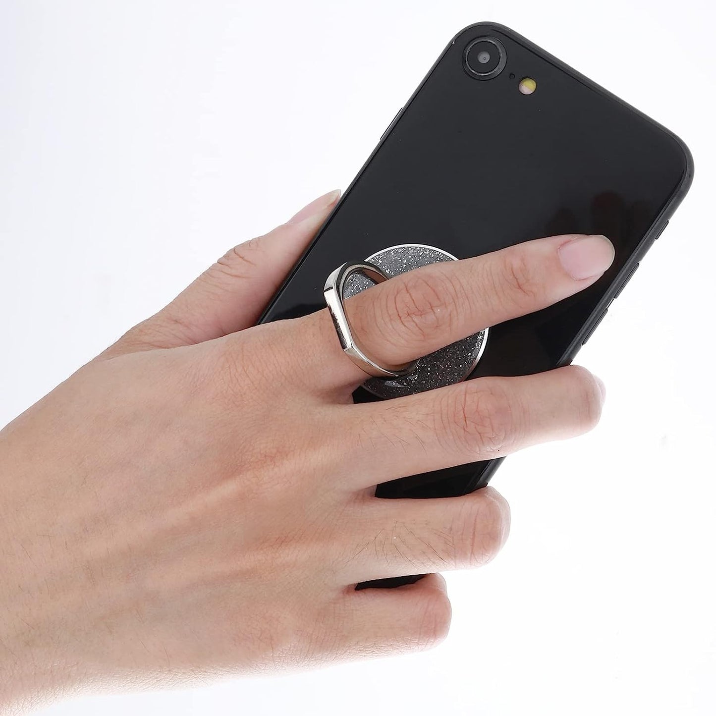 Cobee Glitter Bling Cell Phone Ring Holders, 2 Pcs Sparkle Bling Finger Kickstand round Glitter Finger Mount 180/360 Degree Rotation Cell Phone Finger Holder Ring Grip for Women/Girls(Silver)  cobee   