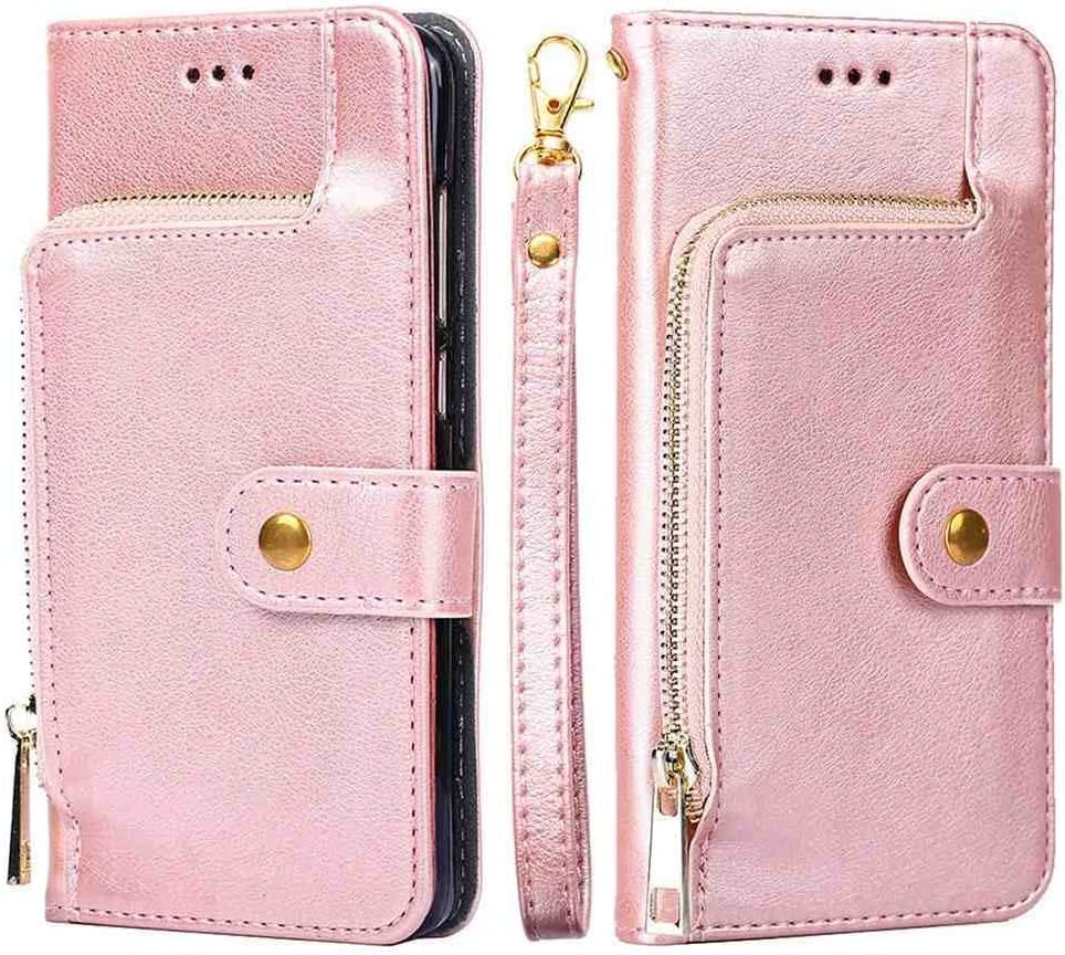 Mojiery Phone Cover Zipper Wallet Folio Case for LG V40 THINQ, Premium PU Leather Slim Fit Cover for V40 THINQ, 1 Photo Frame Slot, 3 Card Slots, Dirt-Proof, Golden  MojieRy   
