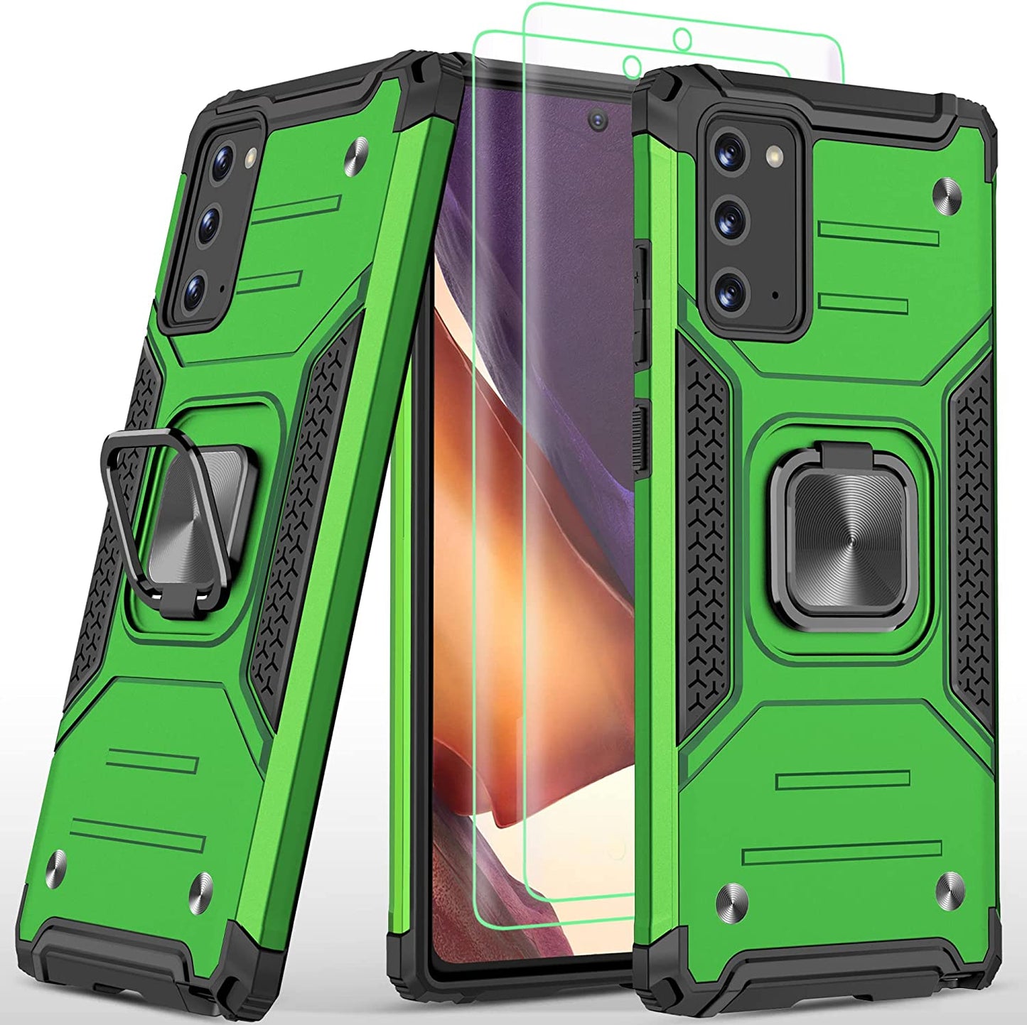 AYMECL for Note 20 Case, Samsung Galaxy Note 20 Case with Self Healing Flexible TPU Screen Protector[2 Pack], Military Grade with Kickstand Protective Case for Samsung Galaxy Note 20 5G-Blue  AYMECL Note 20 Green  