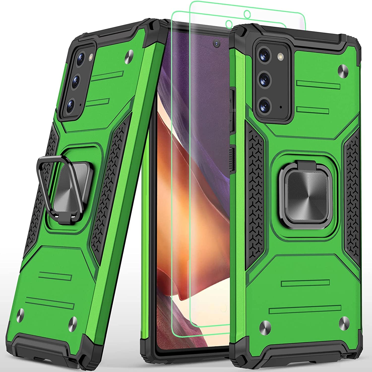 AYMECL for Note 20 Case, Samsung Galaxy Note 20 Case with Self Healing Flexible TPU Screen Protector[2 Pack], Military Grade with Kickstand Protective Case for Samsung Galaxy Note 20 5G-Blue  AYMECL Note 20 Green  