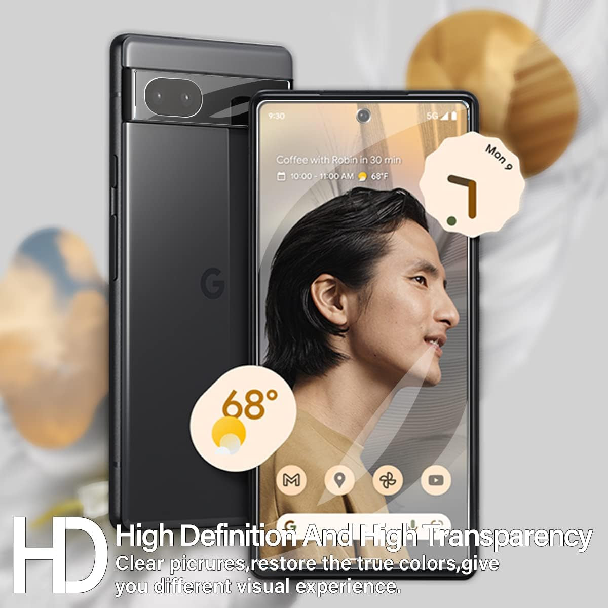 Pixel 7A Tempered Glass Screen Protector + Camera Lens Protector [ 2 + 2 Pack ][Fingerprint Unlock] [Anti-Scratch] [Case Friendly] HD Clear Protective Film for Google Pixel 7A  BIGFACE   