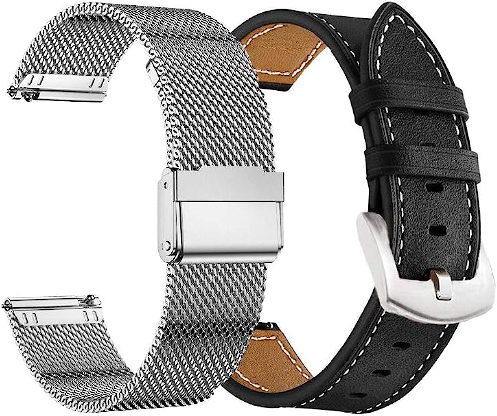 YEEJOK Fossil Women'S Gen 6/5E 42Mm Bands Replacement, 18Mm Milanese Mesh Woven+Leather Bands Compatible for Garmin Vivoactive 4S/Venu 2S, Fossil Gen 4 Q Venture HR  Yeejok   
