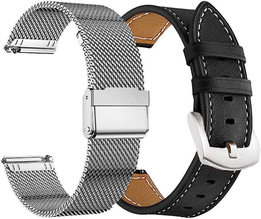 YEEJOK Fossil Women'S Gen 6/5E 42Mm Bands Replacement, 18Mm Milanese Mesh Woven+Leather Bands Compatible for Garmin Vivoactive 4S/Venu 2S, Fossil Gen 4 Q Venture HR  Yeejok   