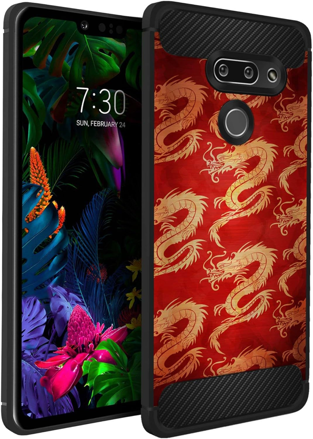 Casesondeck Case Compatible with [LG G8 Thinq/Lg G8] Pictorial Patterned TPU Design Case Flexible Slim and Elegant (Astronaut)  CasesonDeck Red Dragon  