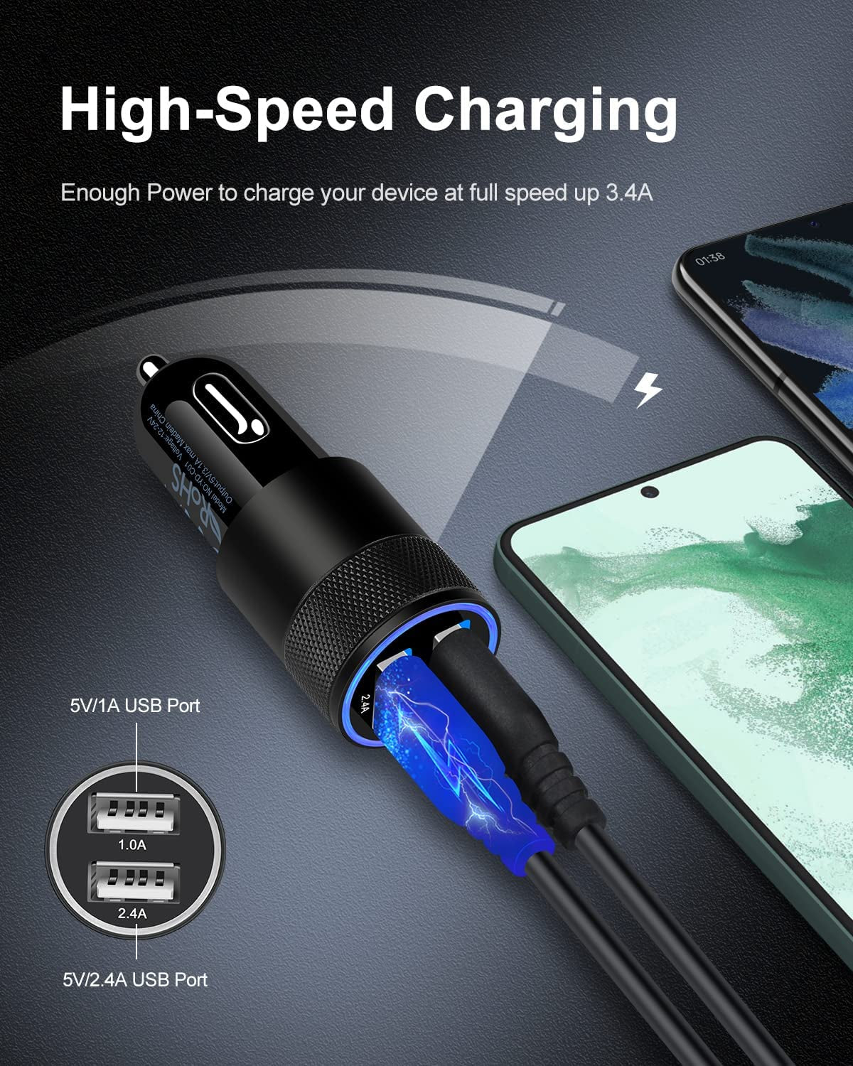 Car Charger, [2Pack/3.4A] Fast Charge Dual Port USB Cargador Carro Lighter Adapter for Iphone 14 13 12 11 Pro Max X XR XS 8 plus 6S, Ipad, Samsung Galaxy S22 S21 S10 plus S7 J7 S10E S9 Note 8, LG, GPS  Shenzhen Chuangqingchun Technology co. ltd   