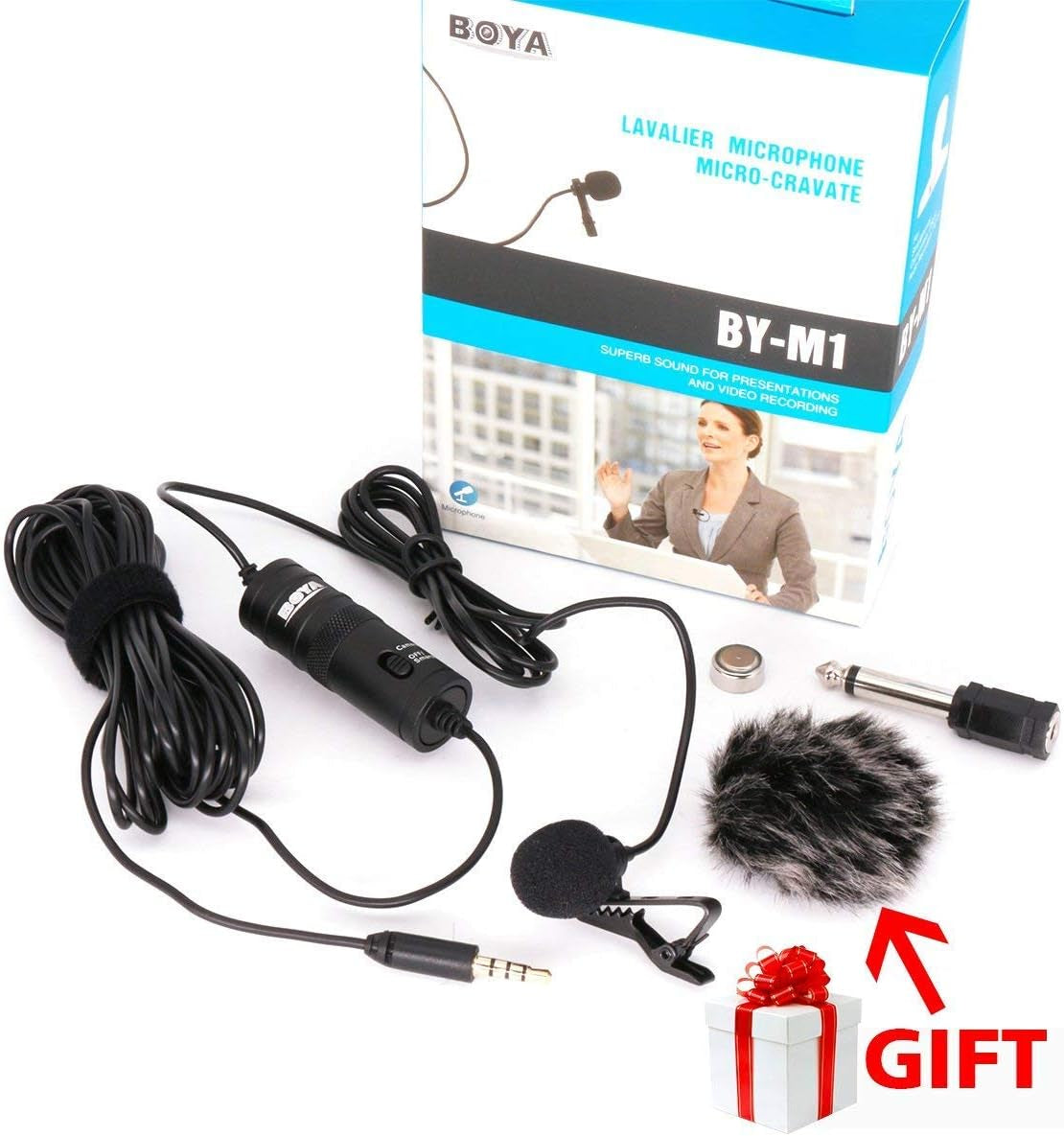 BOYA By-M1 Lavalier Microphone for Iphone with Free Windshield for Smartphones Mobile Phone DSLR Cameras PC Interviewing Vlogging Livestreaming  BOYA   