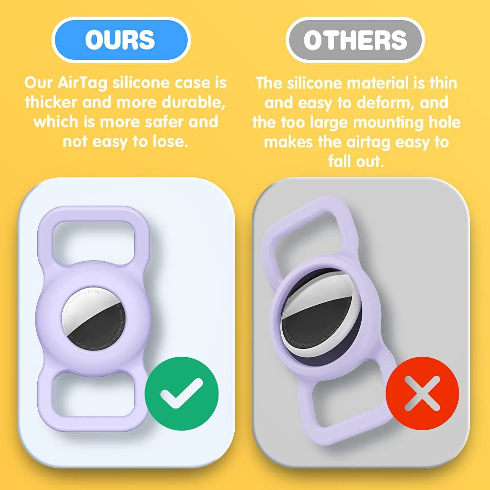 VEGO [2+2+4Pack] Airtag Bracelet for Kids, 2 Pack Silicone Watch Bands + 2 Pack Pet Collar Holder + 4 Pack Anti-Scratch Films for Kids Children, Waterproof Wristband Compatible with Apple Airtag 2021  VEGO   