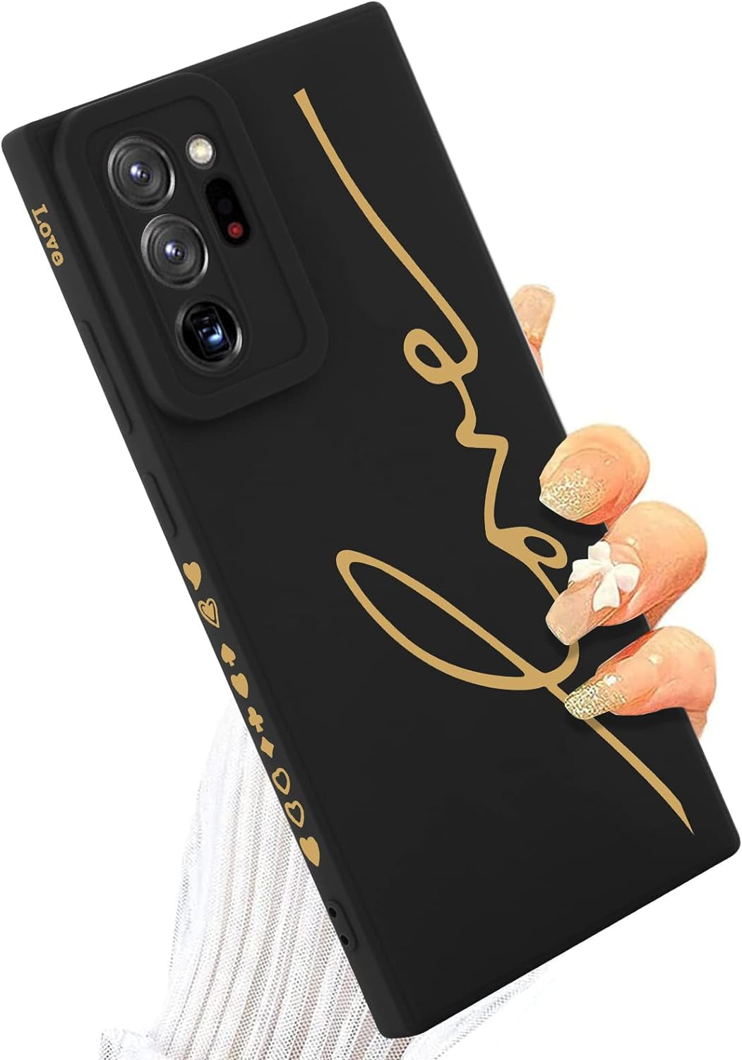 MOWIME for Samsung Galaxy Note 20 Ultra Case, Back Cute Plating Love Letter with Anti-Fall Lens Cameras Cover Protection Soft TPU Shockproof Anti-Fingerprint Phone Case for Women Girls Men-Black  MOWIME   