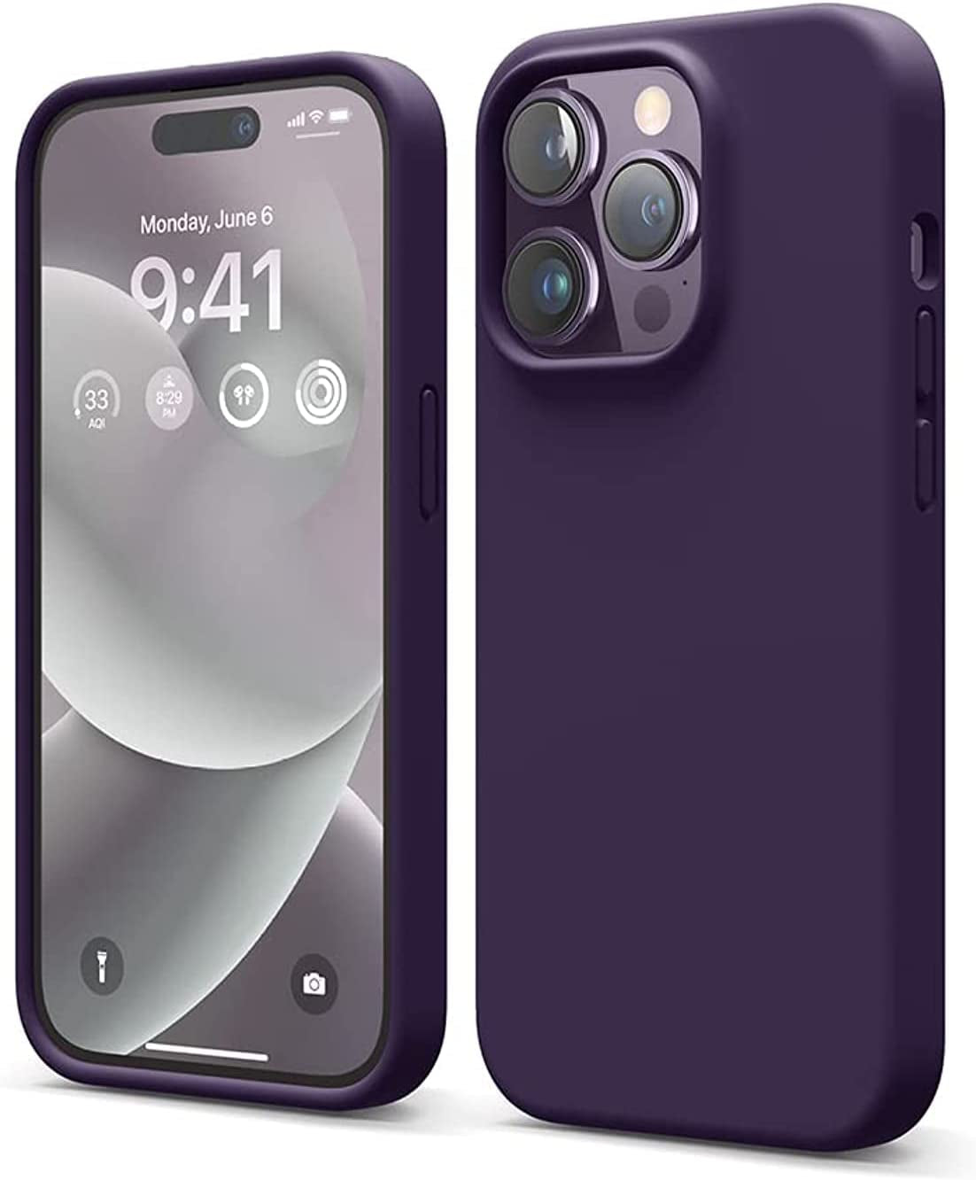 Elago Compatible with Iphone 14 Pro Case, Liquid Silicone Case, Full Body Protective Cover, Shockproof, Slim Phone Case, Anti-Scratch Soft Microfiber Lining, 6.1 Inch (Brown)  elago Deep Purple  