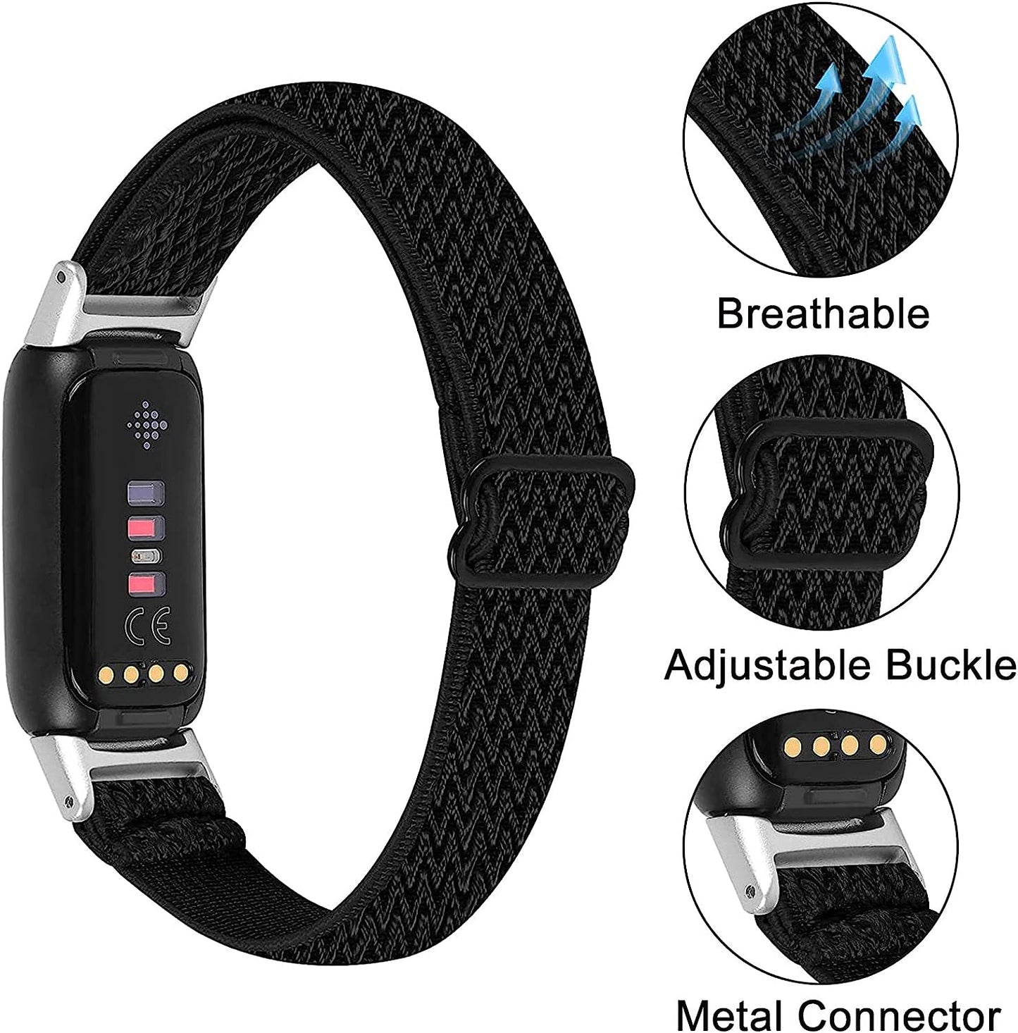 3 Pack Nylon Bands Compatible with Fitbit Luxe, Elastic Watch Band Soft Replacement Wristband for Women,Slim Stretchy Band Bracelet Strap Accessories for Luxe Fitness and Wellness Tracker  IMPAWFAN   