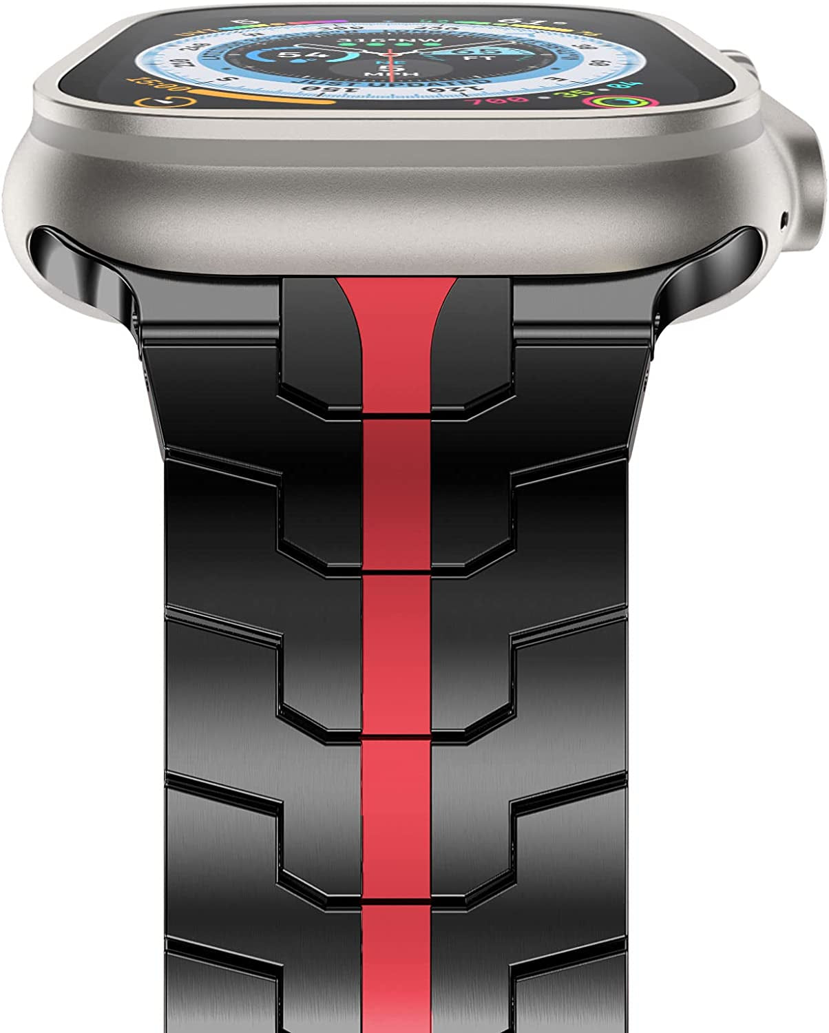 Newways Metal Band Compatible with Apple Watch Band  NewWays Black/Red 42mm/44mm/45mm/ULTRA49mm 