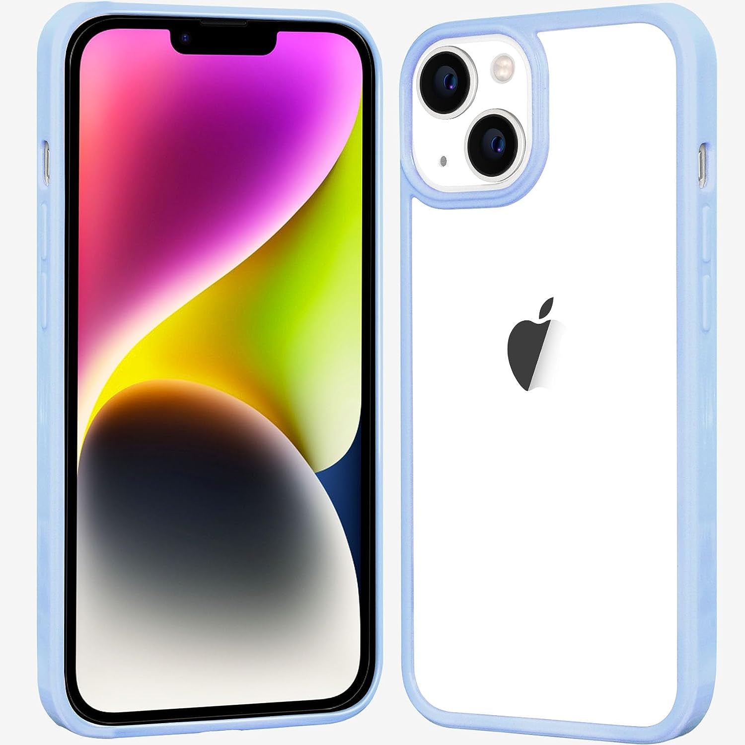 Jjgoo Compatible with Iphone 14 plus Case Clear, Non-Yellowing Shockproof Phone Case for Apple Iphone 14 Plus, Slim Anti-Scratch Hard PC Back Protective Cover Bumper 2022  JJGoo Sierra Blue  