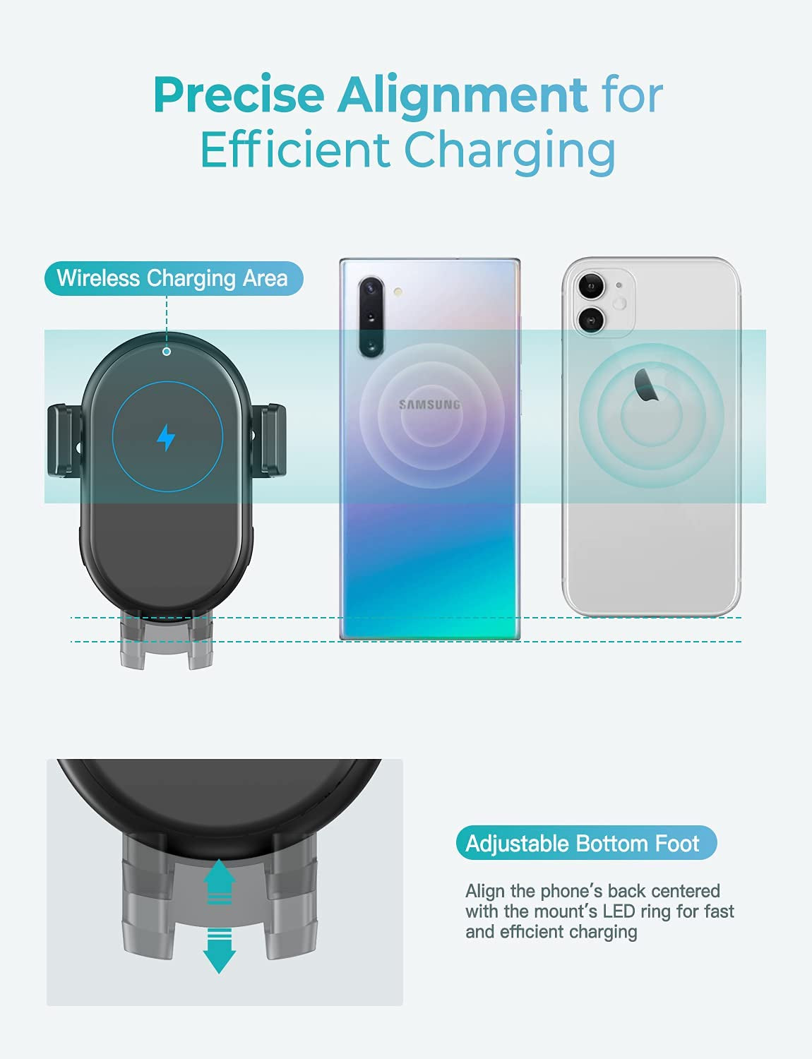 VASSCA Wireless Car Charger Mount, 10W/7.5W Qi Fast Charging Phone Holder for Air Vent and Dashboard, Auto Clamping  VASSCA   