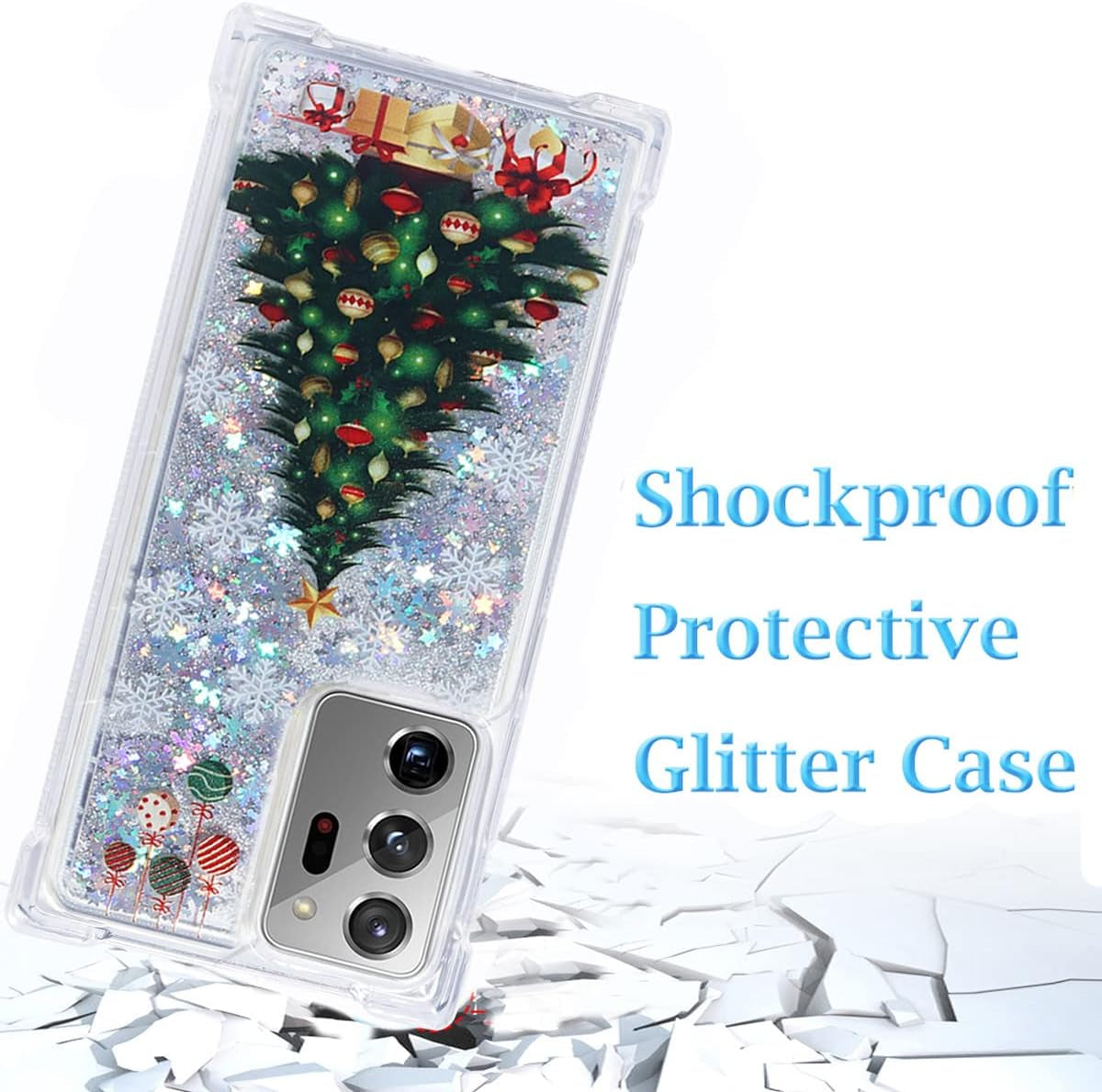 Flocute Galaxy Note 20 Ultra Case, Galaxy Note 20 Ultra Glitter Case Clear Bling Sparkle Floating Liquid Soft TPU Luxury Fashion Girly Women Cute Case for Samsung Galaxy Note 20 Ultra (Christmas Tree)  Flocute   