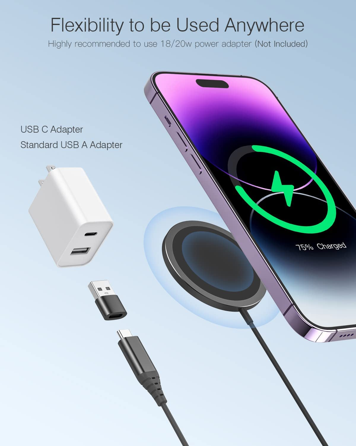 2 Pack Magnetic Wireless Charger Compatible with Magsafe Charger for Iphone 14 Pro Max/14 Plus/Iphone 13 Pro Max/13 Mini/Iphone 12, Magnetic Wireless Charging Pad for Airpods 3/2/Pro,Mag Safe Charger  YW100A   