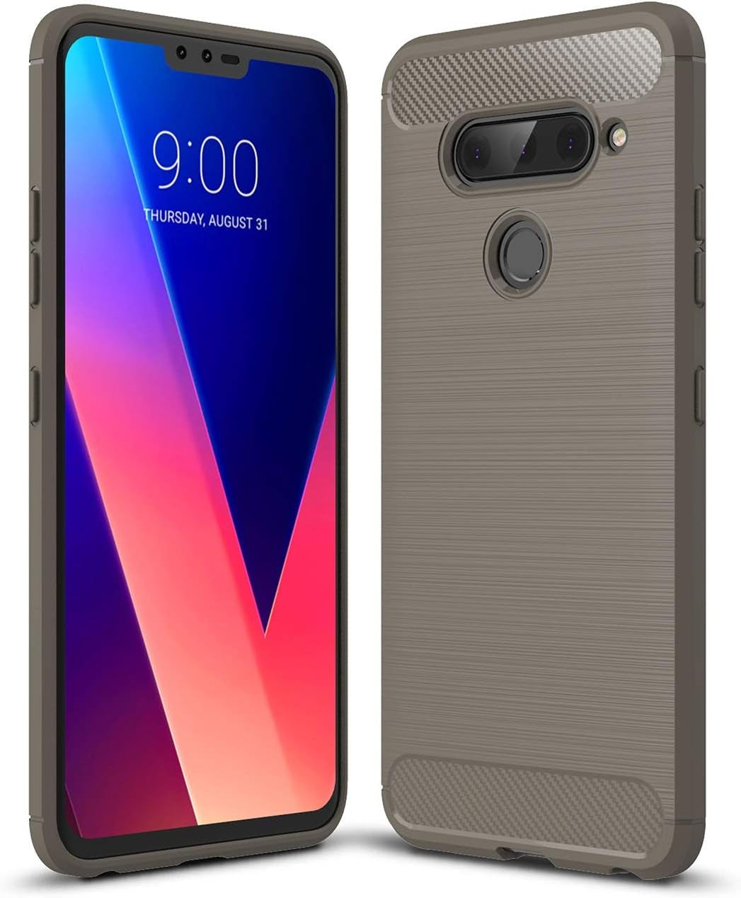 Cruzerlite Carbon Fiber Texture Case Designed for LG V40 Case Anti-Scratch Shock Absorption Compatible with LG V40 Case (Black)  Cruzerlite Gray  