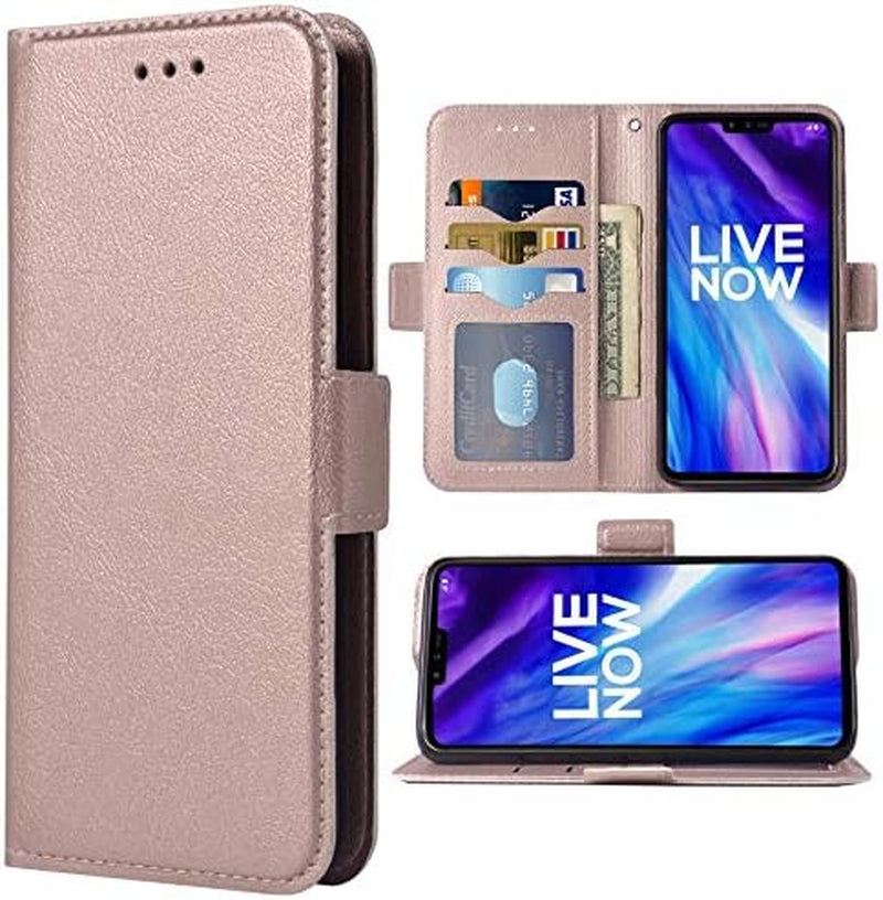 Phone Case for LG V40 Thinq Folio Flip Wallet Case,Pu Leather Credit Card Holder Slots Full Body Protection Kickstand Hard Hybrid Protective Phone Cover for LGV40 Storm V 40 Thin Q V40Thinq Rose Gold  WWAAYSSXA   