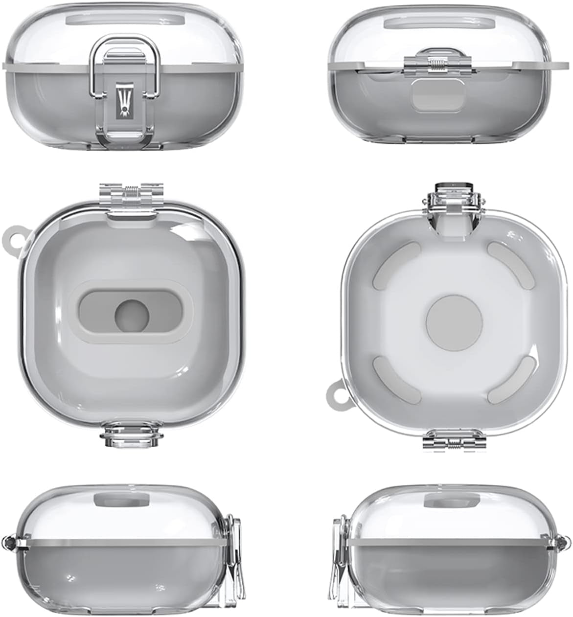 [Upgrade Lock] Case for Samsung Galaxy Buds 2 Pro/Galaxy Buds 2/Galaxy Buds Pro/Galaxy Buds Live, Shock-Absorbing Protective Armor Cover TPU Hard Shell with Carabiner & Lanyard,Clear  VAEKNVG   