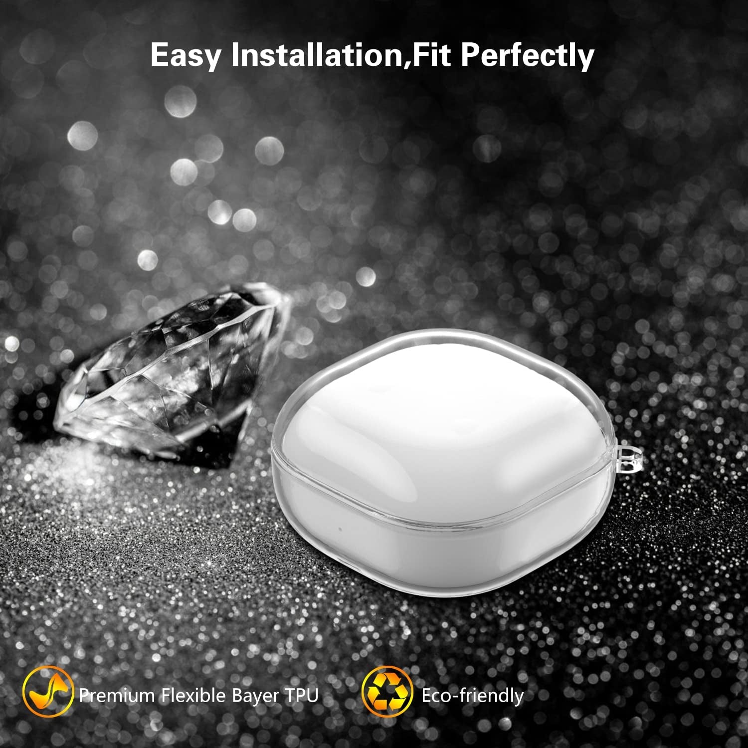 Aircawin Clear Case for Samsung Galaxy Buds 2 Pro Case 2022/Galaxy Buds 2 Case 2021/Galaxy Buds Pro Case 2021/Galaxy Buds Live Case 2020 Clear Cover,Soft TPU Transparent Case with Keychain-Clear  Aircawin   