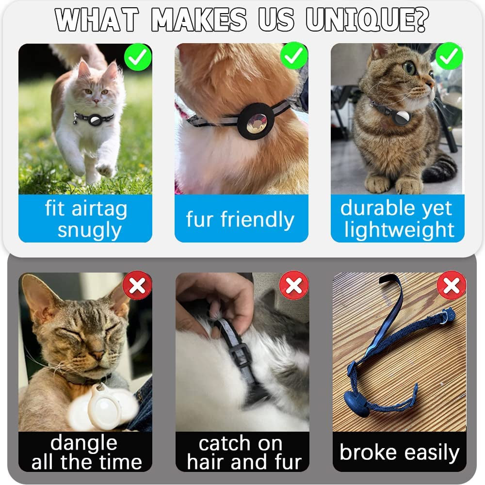 Airtag Cat Collar, Reflective Kitten Collar Breakaway with Airtag Holder, 0.4 Inches in Width (Pink)  Dgerp   