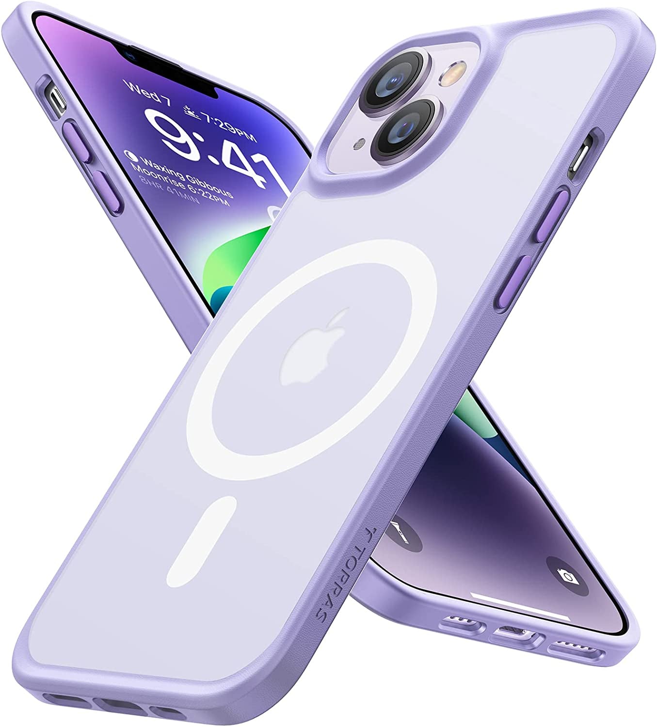 TORRAS Magnetic Designed for Iphone 14 plus Case, [10FT Military Grade Drop Tested] [Compatible with Magsafe] Slim Protective Translucent Matte Phone Case for Iphone 14 Plus, 6.7Inch,Purple  TORRAS   