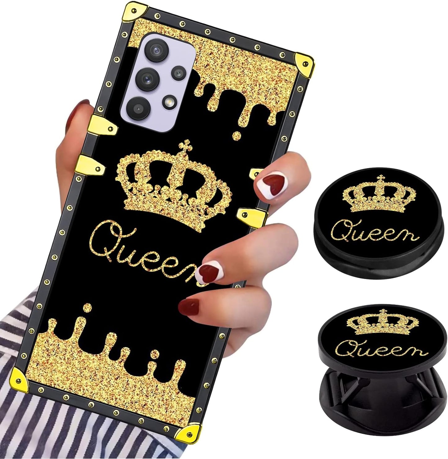 LSL Compatible with Samsung Galaxy Note 20 5G Square Phone Case, Queen Golden Crown Luxury TPU Plating Corner Shockproof Protection Cover for Women Girls, for Samsung Galaxy Note 20 5G  LSL For Samsung Galaxy A32 5G  