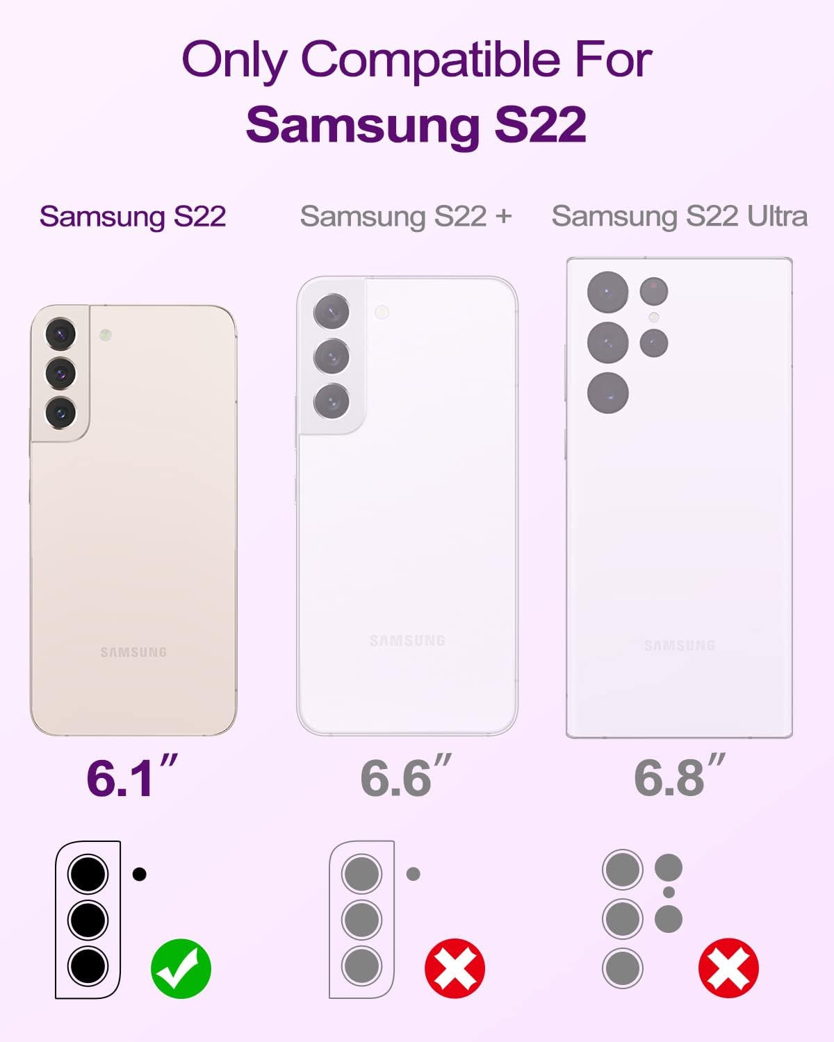 Welovecase for Samsung Galaxy S22 5G Case, Cover 3 in 1 Full Body Heavy Duty Protection Hybrid Shockproof TPU Bumper Three Layer Protective Case for Samsung Galaxy S22 6.1 Inch Purple  WeLoveCase   