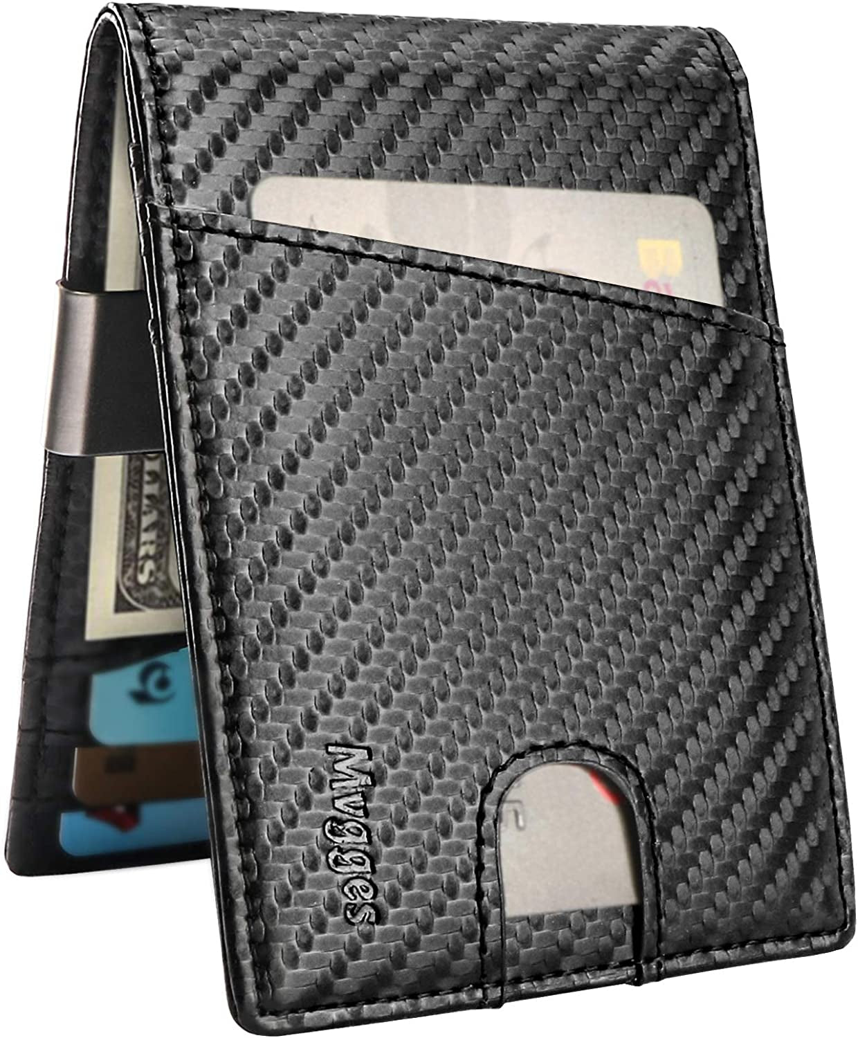 Mvgges Money Clip Wallet for Men Slim Front Pocket RFID Blocking Card Holder Minimalist Bifold Wallet (Carbon Fiber)  Mvgges   
