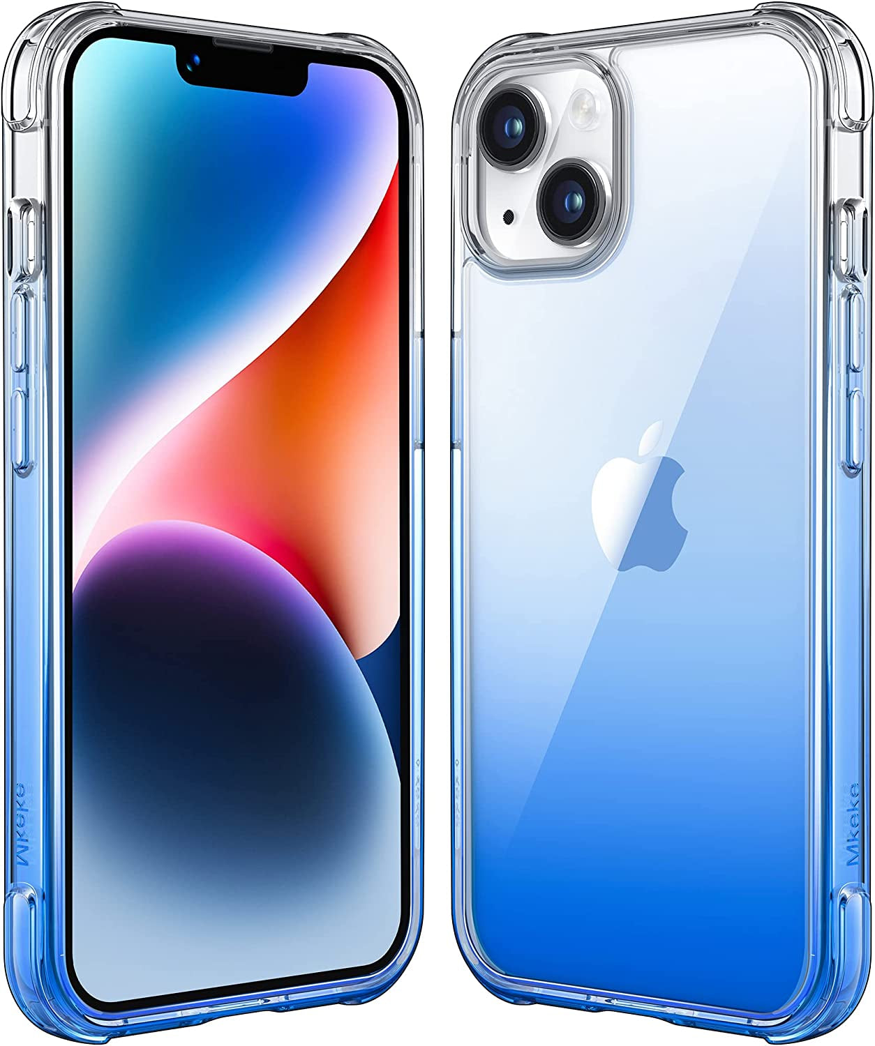 Mkeke Compatible with Iphone 13/14 Case, Not Yellowing Shockproof Phone Case with Protective Bumper Slim Cover Fit for Iphone 13/14, Gradient Clear-Black  Shenzhen Make Technology Company Limited Gradient Blue  