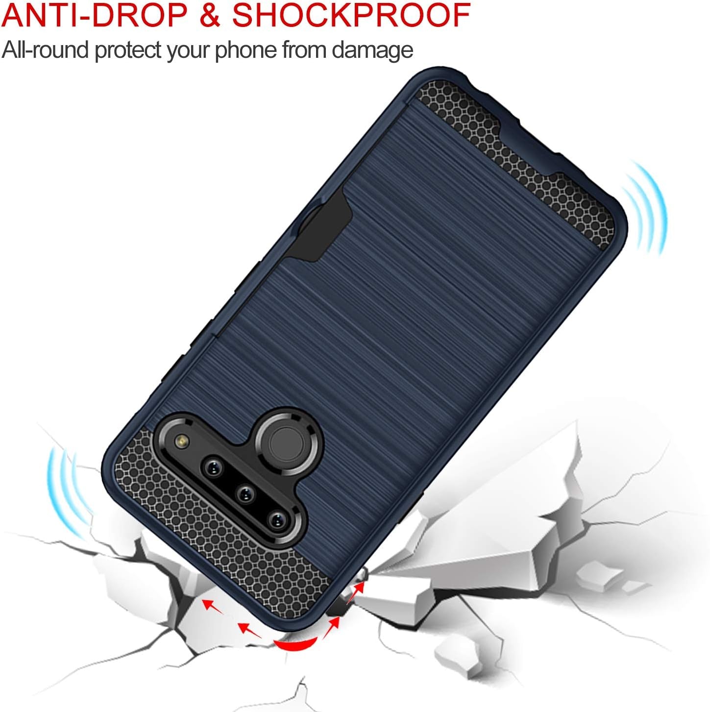 Case for LG G8, Thinq Case with Card Slot Holder, Shock Absorption Case Protective Cover for LG G8 (Navy Blue)  jia   