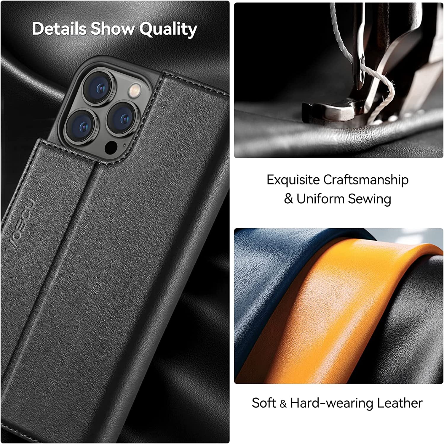 Voscu Detachable Wallet Case for Iphone 14 Pro Max 6.7'' Compatible with Magsafe, Support Wireless Charger, Vegan Leather Flip Folio Magnetic Phone Case with Card Holders [RFID Blocking]-Black  voscu   