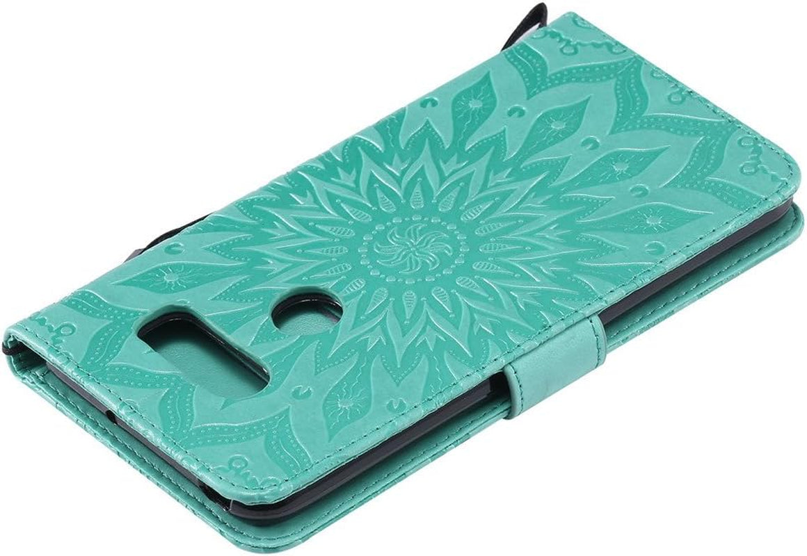 ISADENSER LG V30 Case LG V30S Case Sunflower Series as Case with Shockproof Kickstand Credit Card Holder Flip Magnetic Closure Protection Wallet Leather PU Case Cover for LG V30 plus Green Sunflower  ISADENSER   