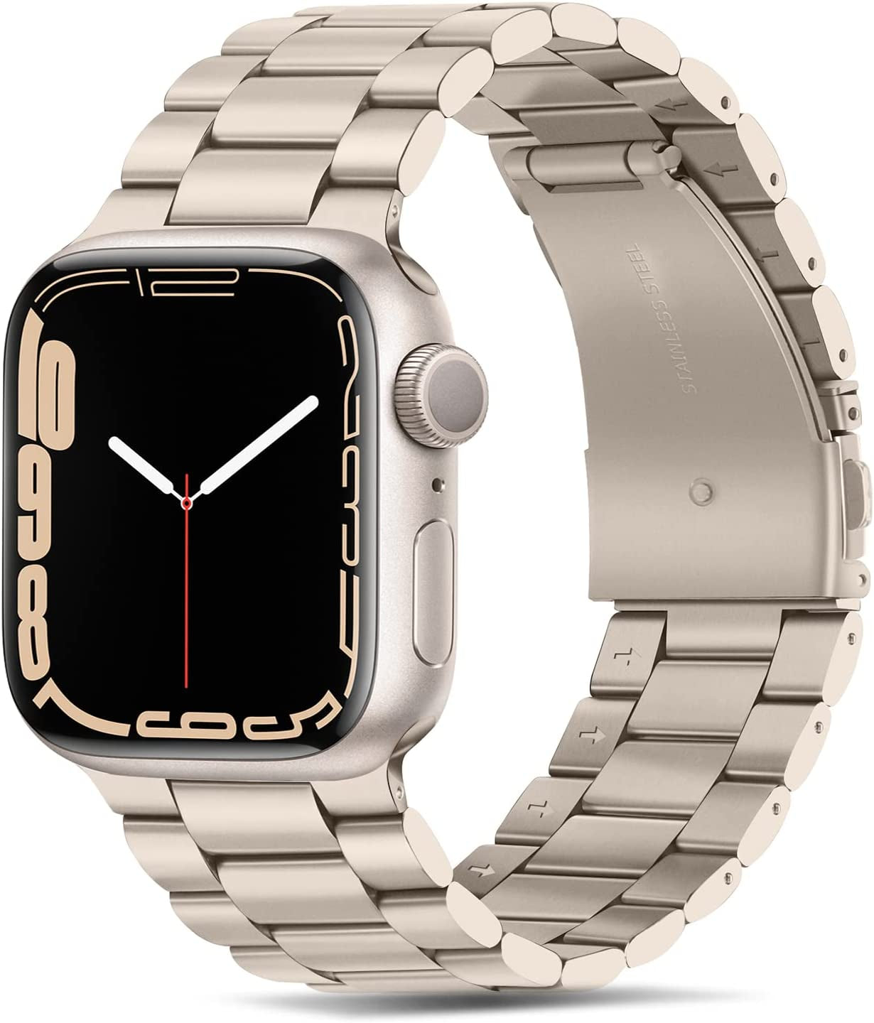 Tasikar Band Compatible with Apple Watch Band 49Mm 45Mm 44Mm 42Mm Premium Stainless Steel Metal Replacement Strap Compatible with Apple Watch Ultra Series 8 7 6 5 4 3 2 1 SE (Silver)  Tasikar Starlight 42mm/44mm/45mm/49mm 