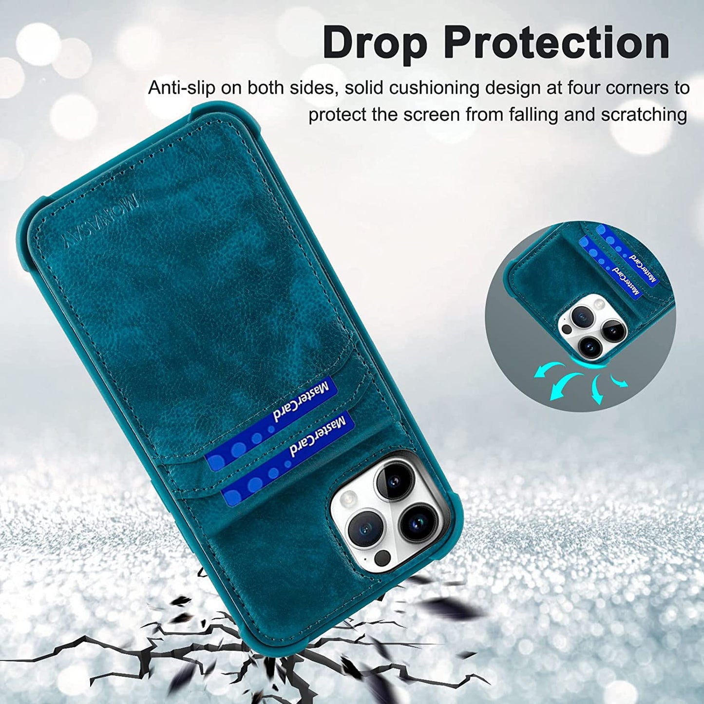 MONASAY Magwallet Case for Iphone 13 Pro Max,[Support Magsafe Wireless Charging][Glass Screen Protector] Flip Magnetic Leather Wallet Phone Cover with Detachable RFID Blocking Card Holder, Dark Green  MONASAY   