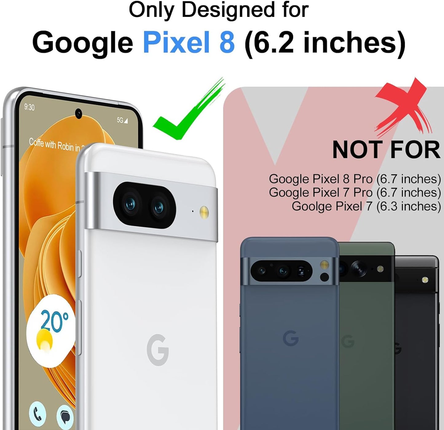 ANTSHARE for Google Pixel 8 Case Clear, Pixel 8 Case with [16FT Military Grade Drop Protection][Non-Yellowing], Slim Fit Case for Pixel 8 Phone 2023 - Crystal Clear  ANTSHARE   
