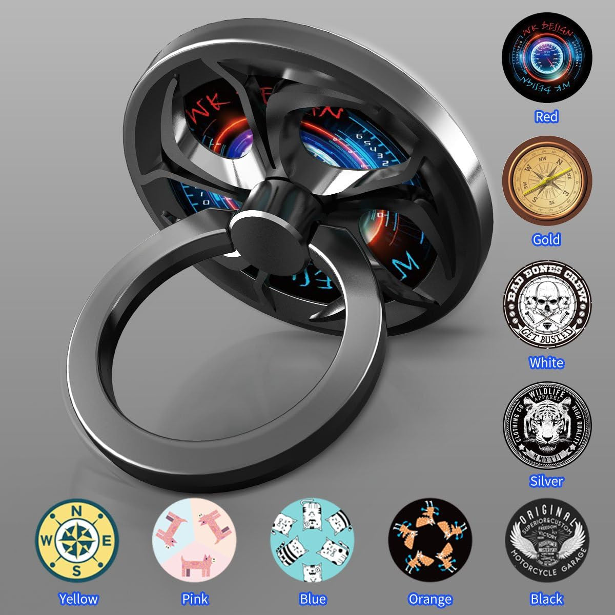 Anti-Anxiety Finger Ring Stand, Ebulous 360° Rotation Spinner Mobile Cell Phone Ring Stand Holder with Grip Kickstand Universal [Washable/Reusable] for Iphone/Ipad/Samsung Note/Tablets Etc (Red)…  CC-Show   