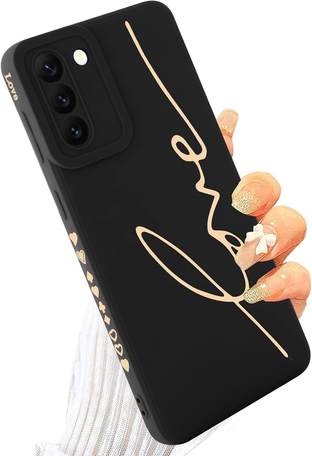 MOWIME for Samsung Galaxy S22 plus Case, Back Cute Plating Love Letter Graphic with Anti-Fall Lens Cameras Cover Protection Soft TPU Shockproof Anti-Fingerprint Phone Cases for Women Girls Men-Pink  MOWIME Black Samsung Galaxy S21 Case 