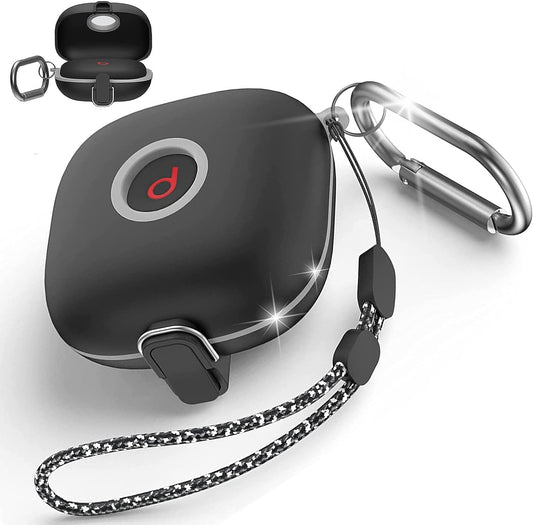 Miimall Compatible for Beats Fit Pro Case, [Upgrade Secure Lock][Anti-Lost Keychain] Military Protective Rugged TPU Case Cover for Beats Fit Pro Earbuds 2021 Accessories with Lanyard (Black)  Miimall   