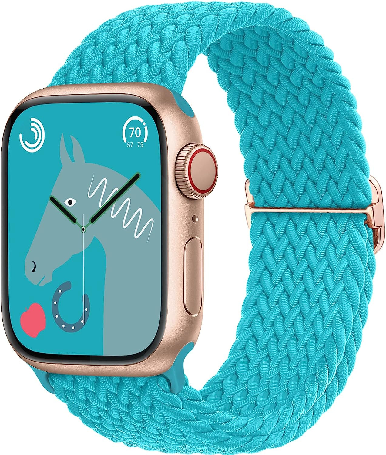 Transjoy Braided Stretchy Adjustable Watch Band for Apple Watch Band 38Mm 40Mm 41Mm 42Mm 44Mm 45Mm for Women Men, Soft Nylon Elastic Straps Solo Loop Wristbands for Iwatch Series 8 7 6 SE 5 4 Ultra  TransJoy Teal 42MM/44MM/45MM/49MM 