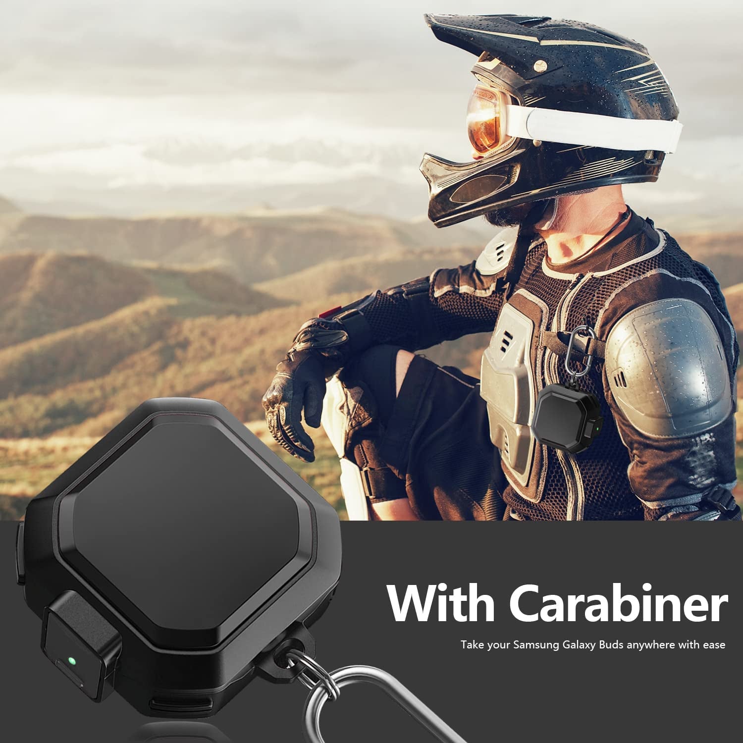 (With Secure Lock) Armor Case Cover for Samsung Galaxy Buds 2 Pro(2022) /Galaxy Buds Pro(2021) /Galaxy Buds 2 (2021) /Galaxy Buds Live (2020) with Keychain/Zipper Box/Brush -Black  Galafoki   