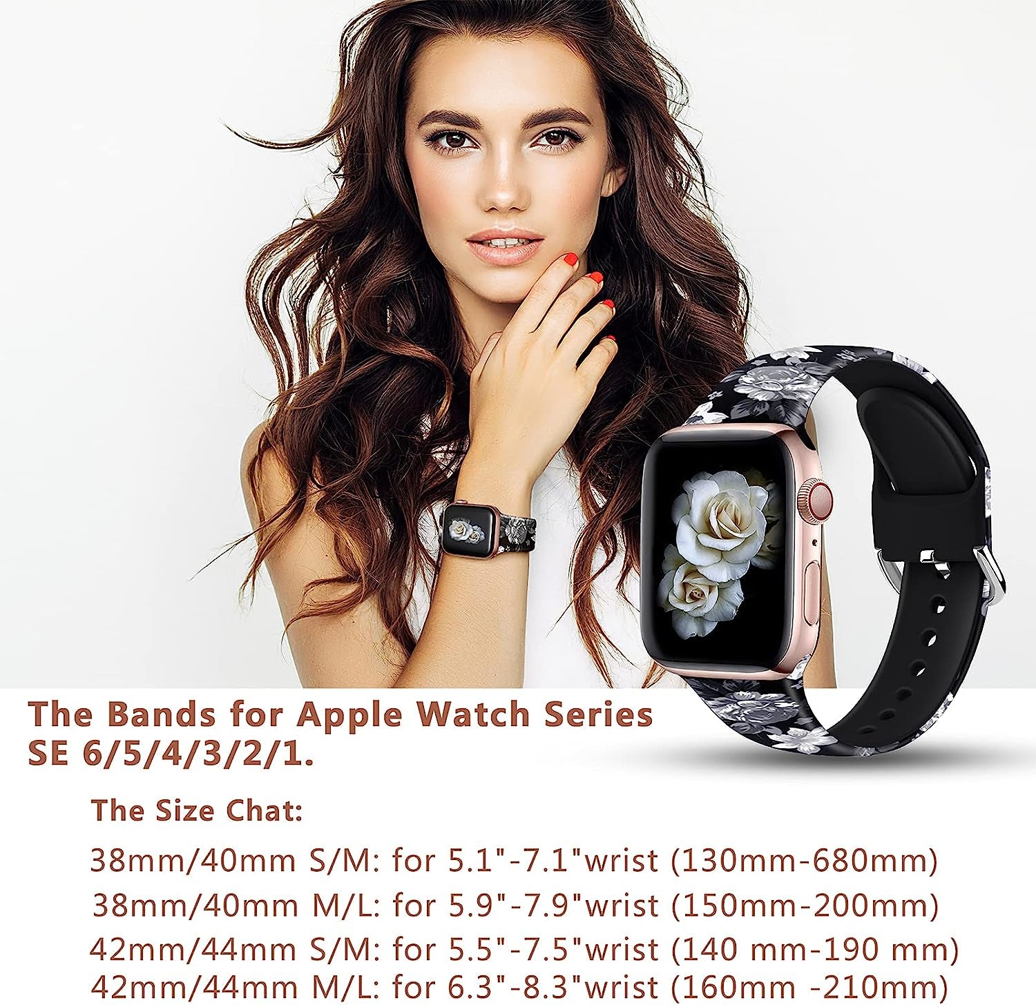 IKANFI Bands Compatible with Apple Watch Band 38Mm 40Mm 41Mm 42Mm 44Mm 45Mm for Women Men Silicone Floral Pattern Printed Band Strap for Iwatch Band SE Series 7 6 5 4 3 2 1 Wristband  IKANFI   