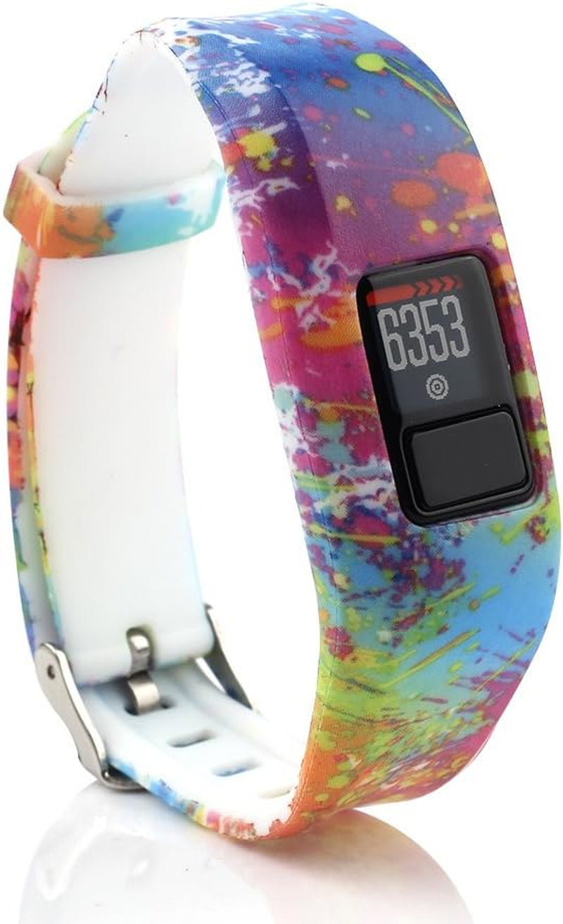 Ybludiy Compatible with Garmin Vivofit 3/Jr/Jr 2 Bands,Adjustable Replacement Wristbands with Watch Buckle for Garmin Vivofit 3 Kids Women Men(No Tracker)  Ybludiy 04-Splater ink  