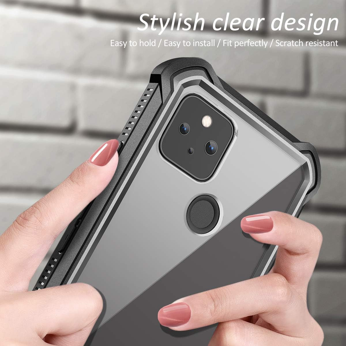 Dexnor for Google Pixel 5 Case with Screen Protector Clear Rugged Full Body 360 Protective Shockproof Hard Back Cover Defender Dual Layer Heavy Duty Bumper Case for Google Pixel 5 - Black  Dexnor   