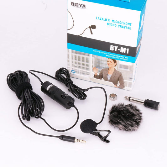 BOYA By-M1 Lavalier Microphone for Iphone with Free Windshield for Smartphones Mobile Phone DSLR Cameras PC Interviewing Vlogging Livestreaming  BOYA   