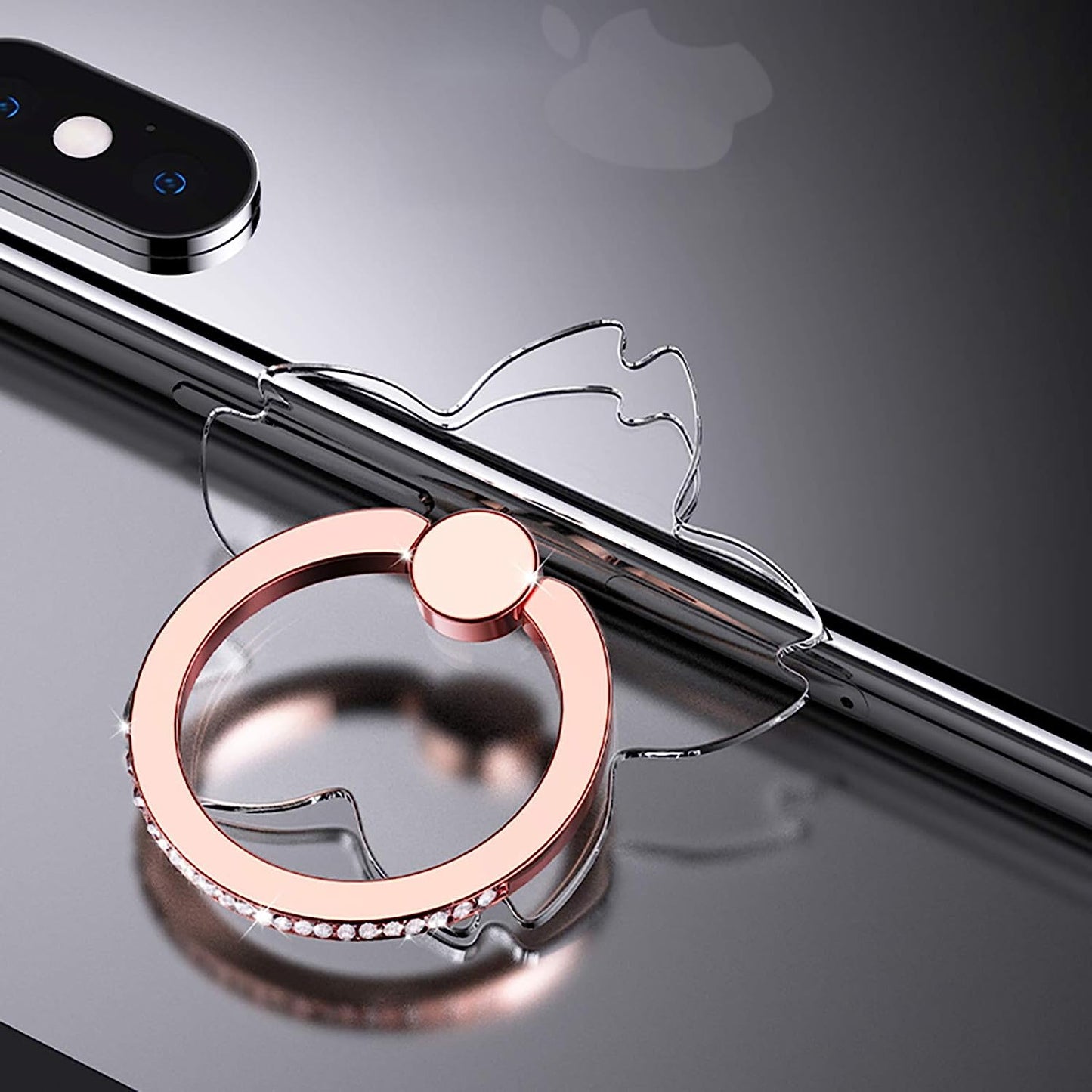 YINHEXI 2 Pcs Transparent Phone Ring Stand Holder Cell Phone Ring Holder Finger Grip 360 Degree Rotation (Rose Gold & Diamond-3)  YINHEXI Rose Gold & Diamond-4  