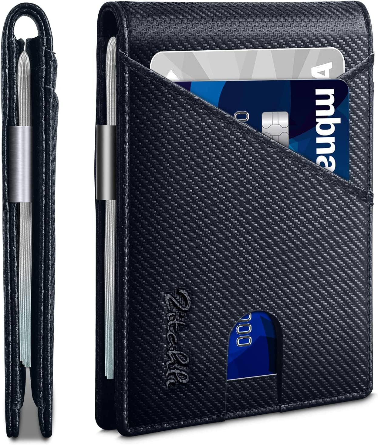 Zitahli Wallet for Men - with Money Clip Slim Leather Slots Credit Card Holder RFID Blocking Bifold Minimalist Wallets with Gift Box  Zitahli Modern Blue  