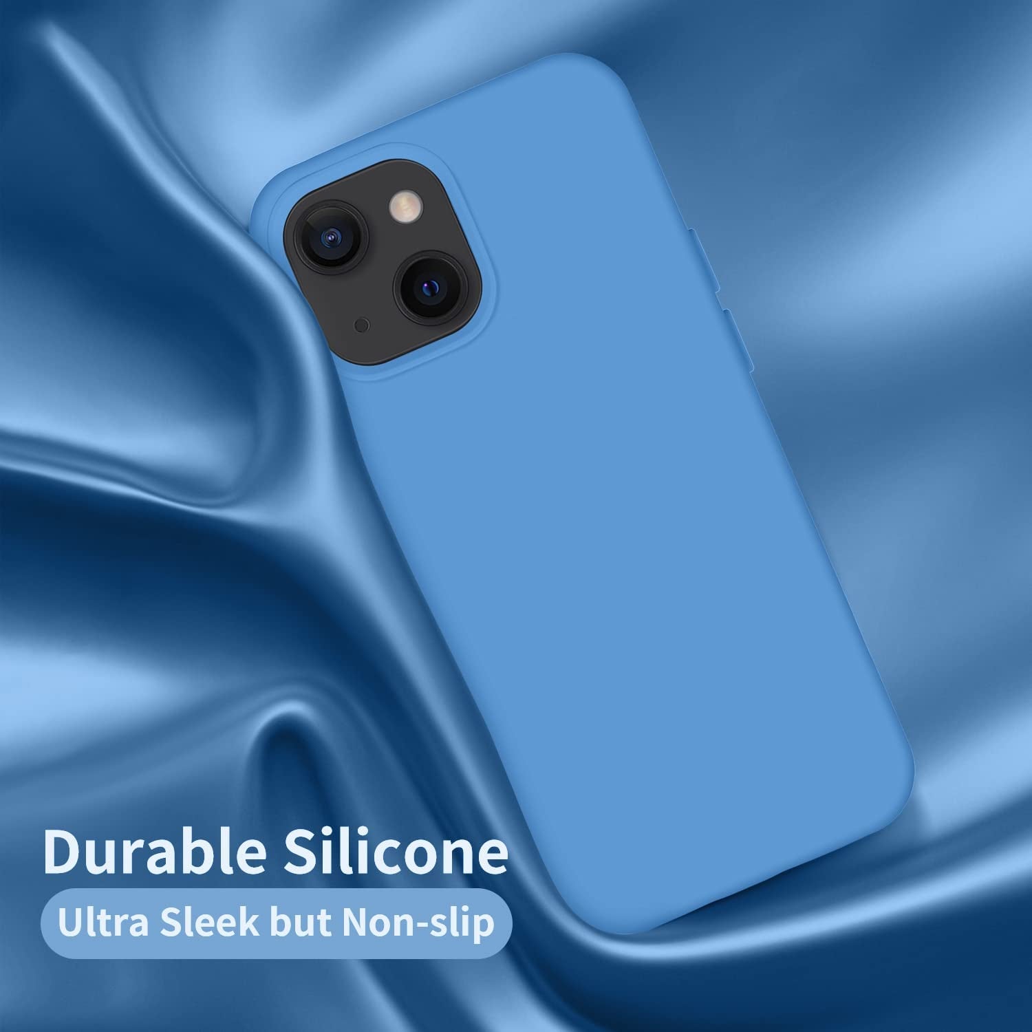 Cordking Designed for Iphone 13 Case, Iphone 14 Case, Silicone Ultra Slim Shockproof Protective Phone Case with [Soft Anti-Scratch Microfiber Lining], 6.1 Inch, Blue  Cordking   